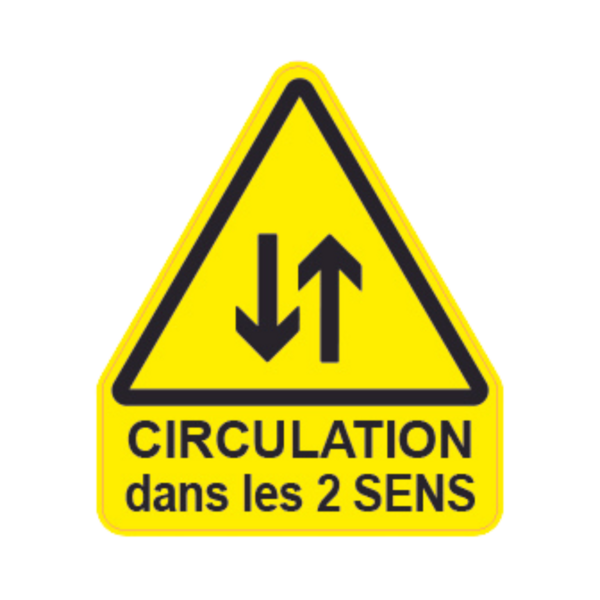 Panneau Triangle DIBOND Danger Texte "Circulation dans les 2 sens" TRI-DIB164-TX